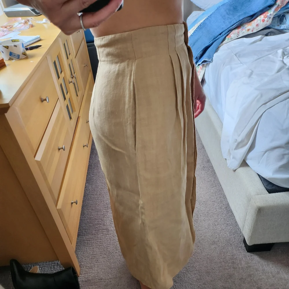 Vintage Tan Linen Maxi Skirt - Picture 7 of 8